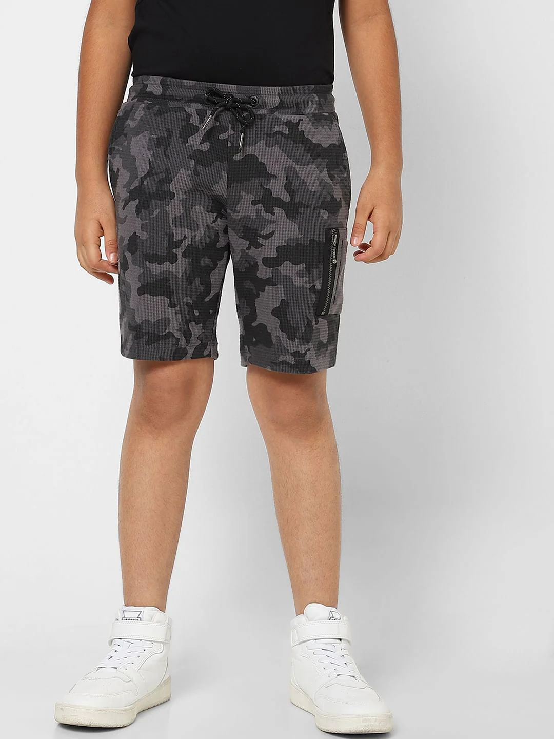 Boys Black Camo Sweatshorts - Image 2