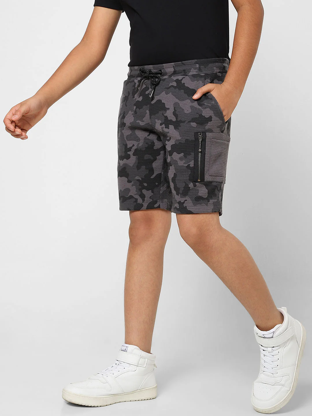 Boys Black Camo Sweatshorts - Image 3