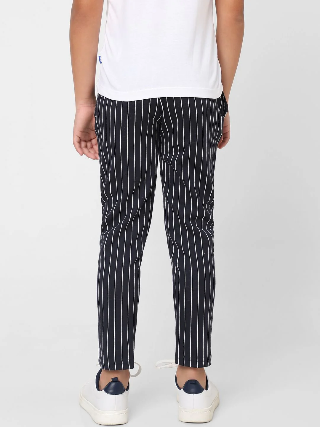 BOYS Navy Mid Rise Striped Pants - Image 3