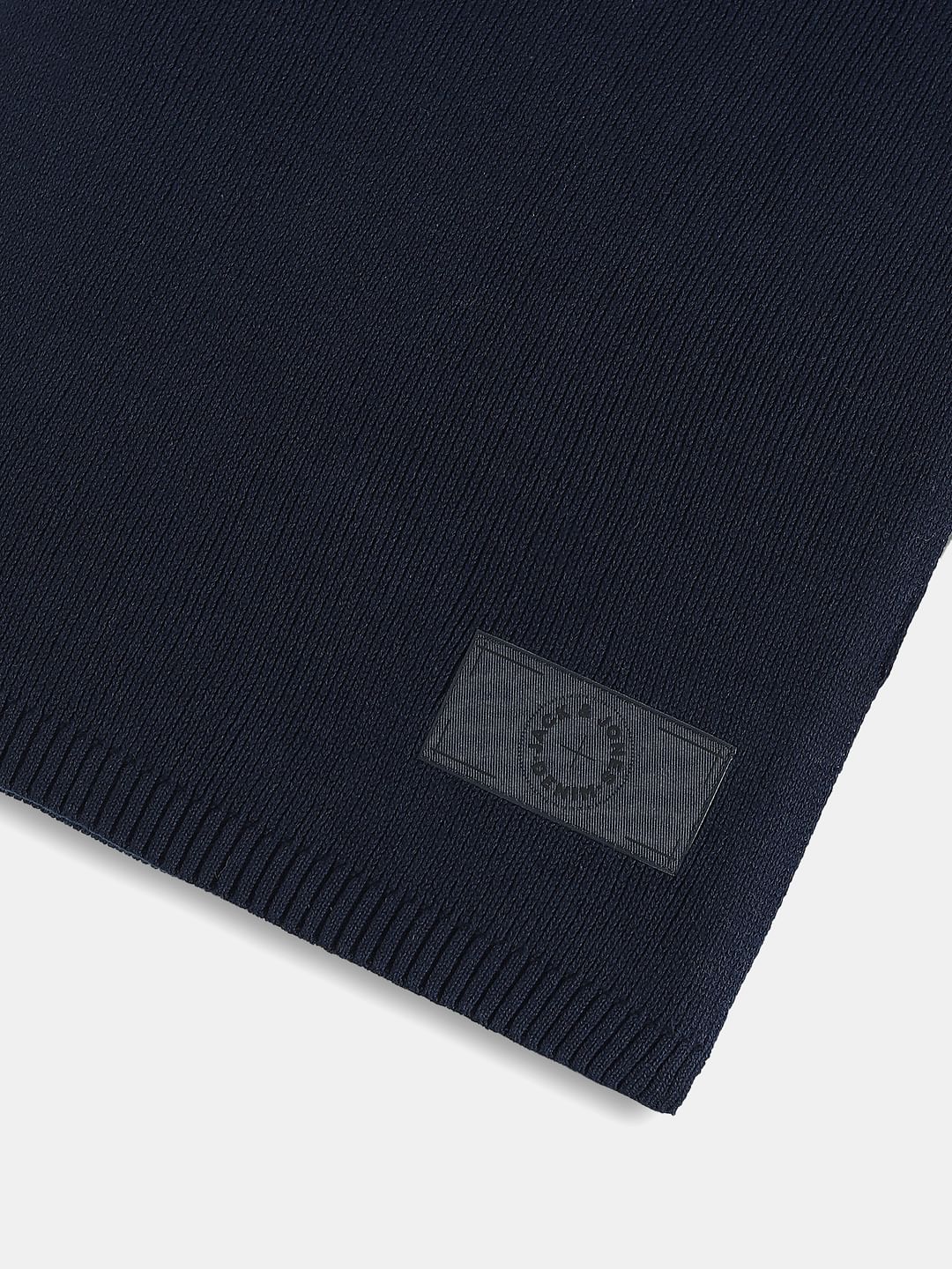 Navy Blue Knit Logo Scarf - Image 3