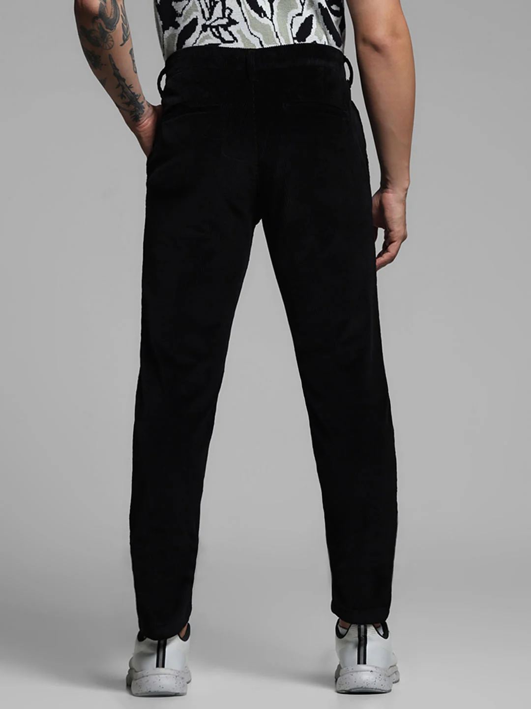 BLACK LOW RISE CORDUROY CHINOS - Image 3