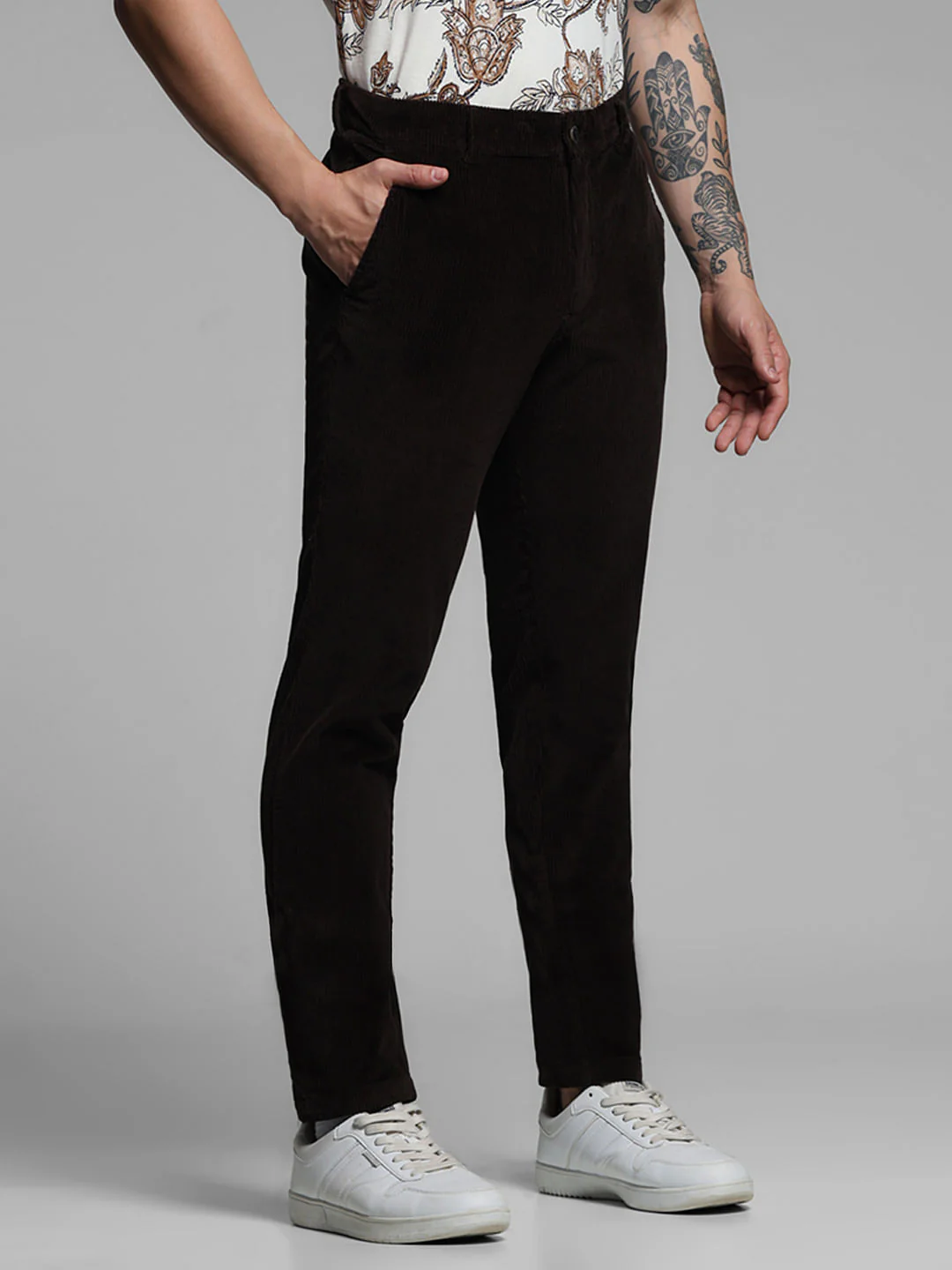 DARK BROWN CORDUROY CHINOS - Image 2