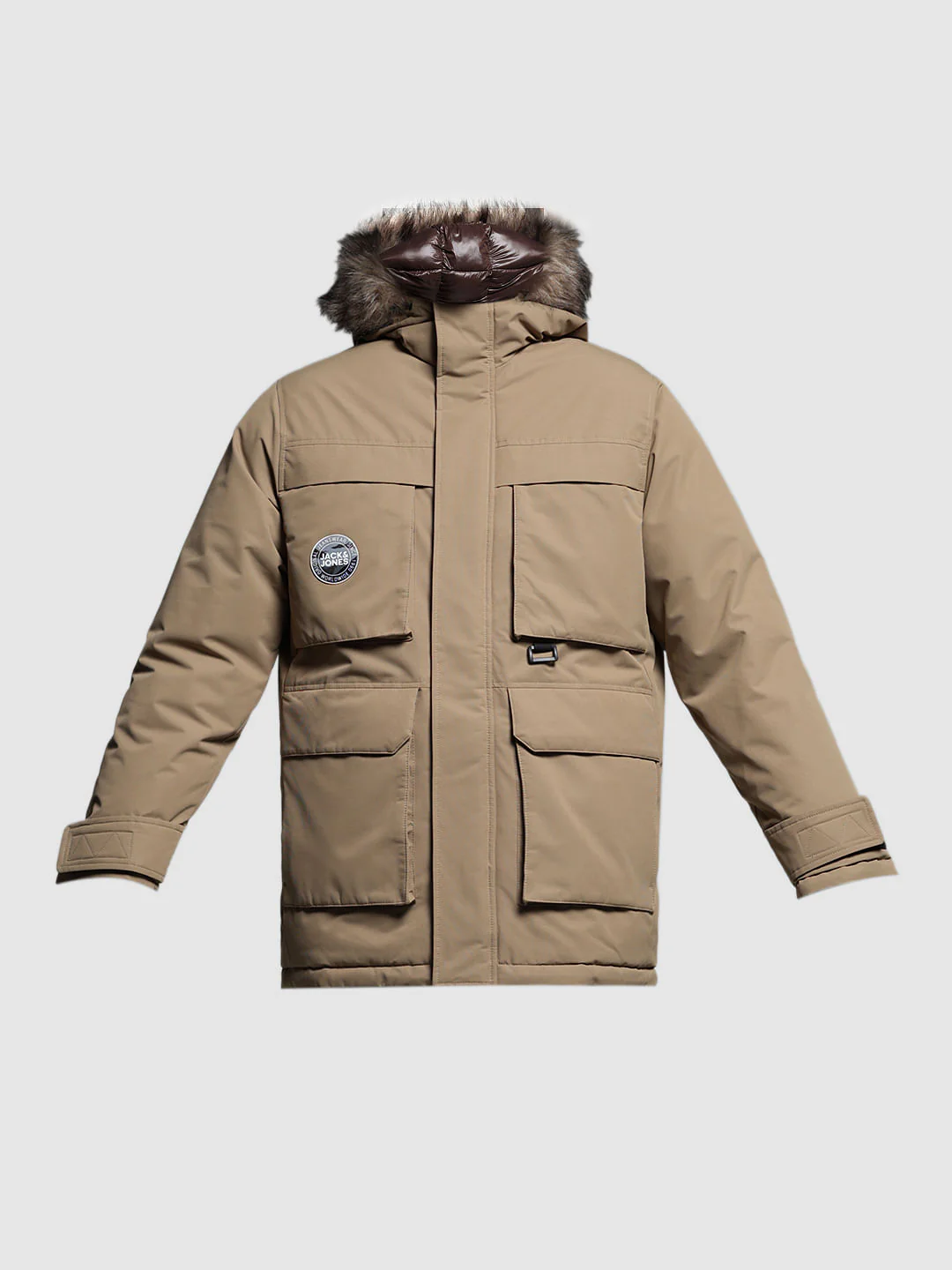 BEIGE FUR PARKA JACKET - Image 7
