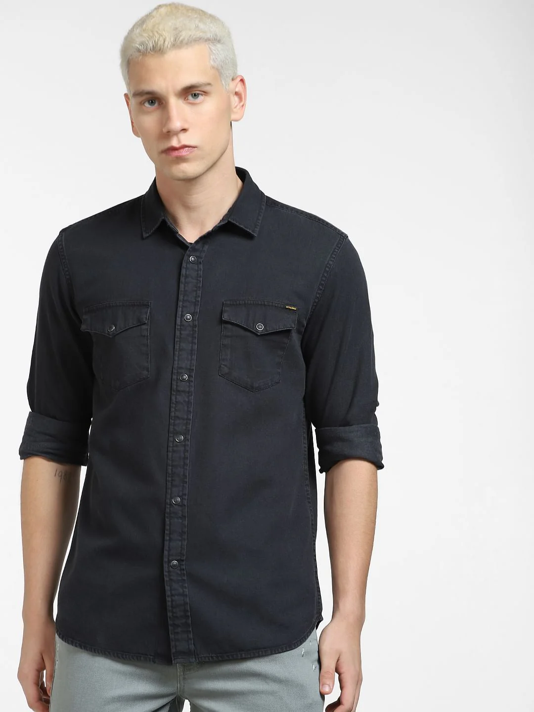 Black Denim Full Sleeves Shirt - Image 2