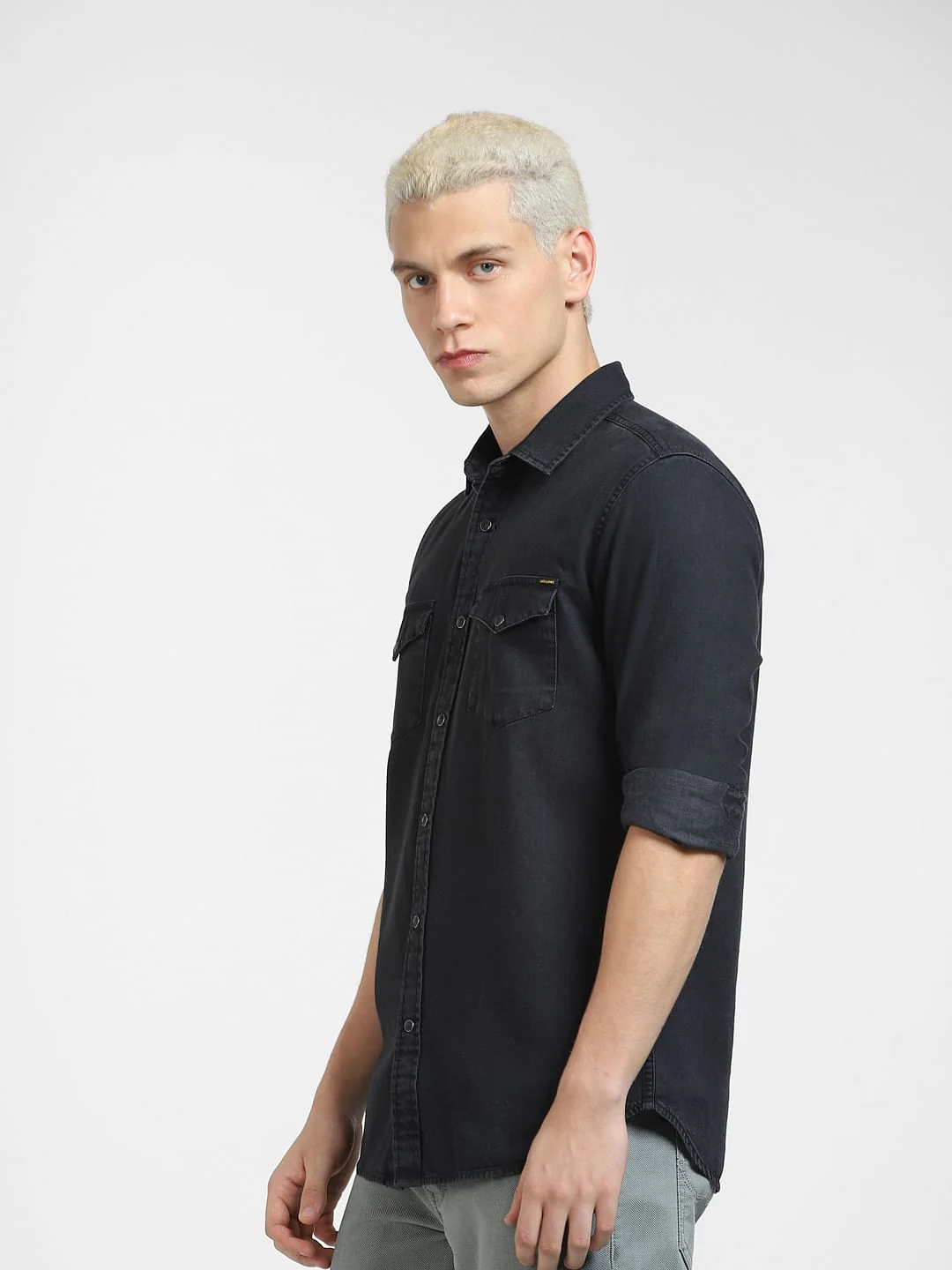 Black Denim Full Sleeves Shirt - Image 3