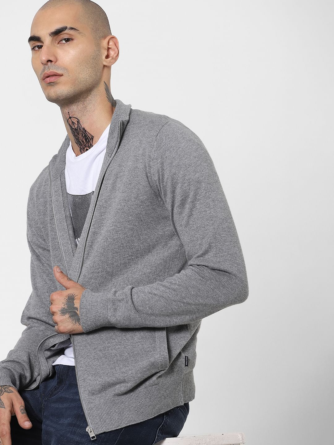 Grey Turtleneck Cardigan