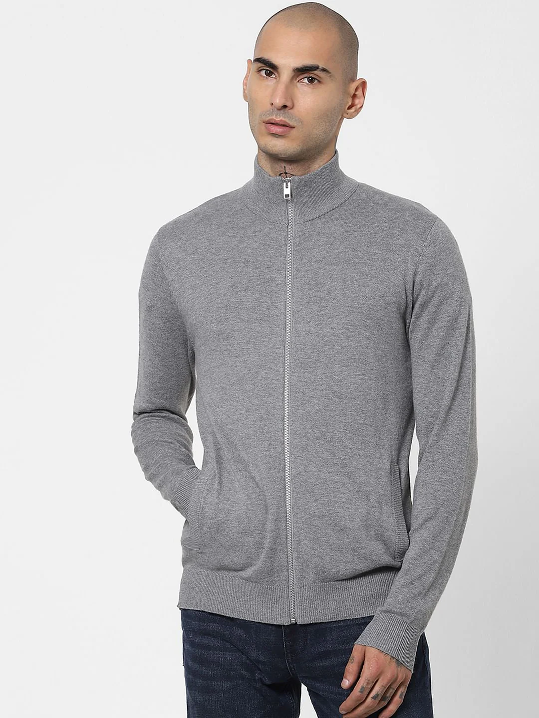 Grey Turtleneck Cardigan - Image 2
