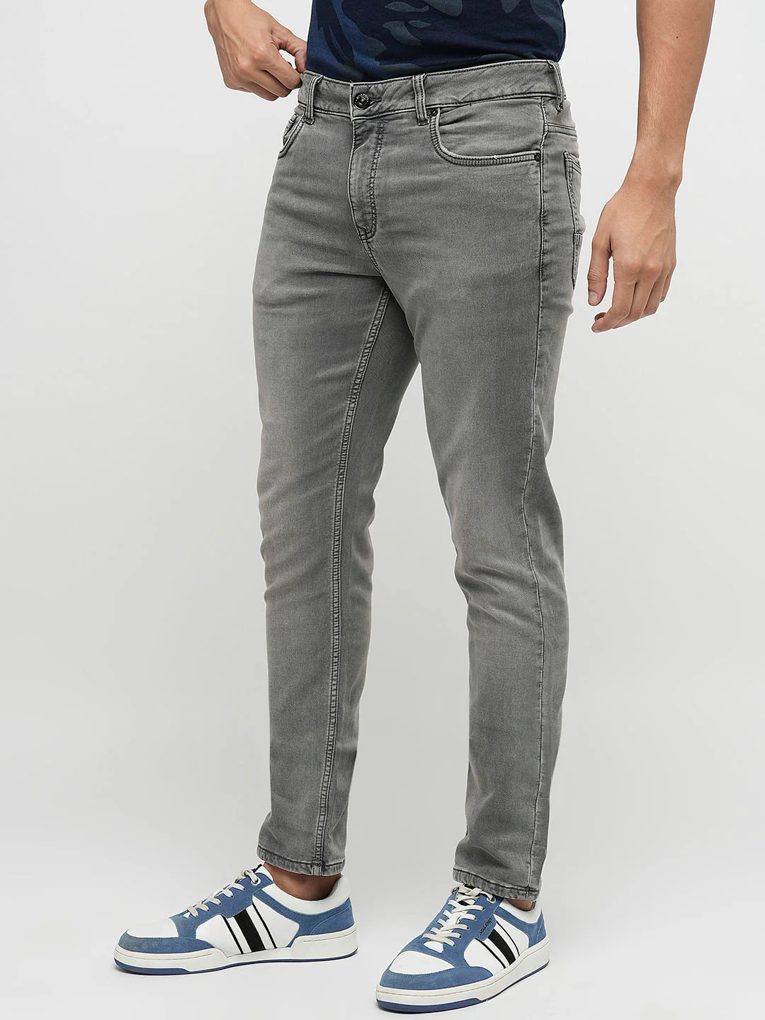 PRODUKT by JACK&JONES Light Grey Mid Rise Slim Jeans - Image 3