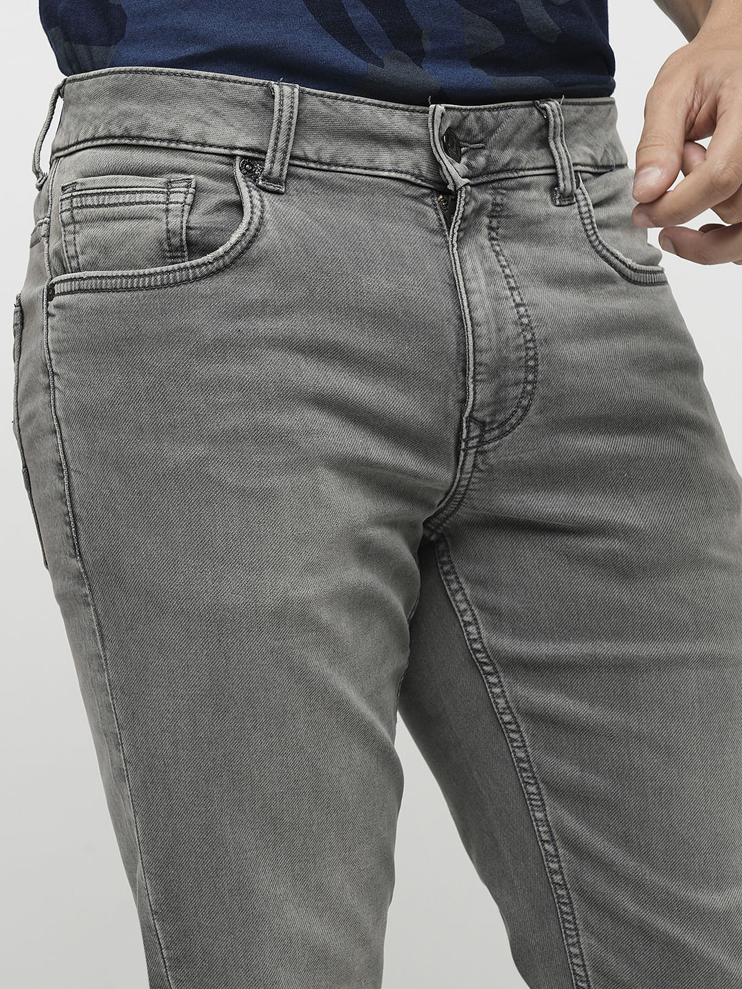 PRODUKT by JACK&JONES Light Grey Mid Rise Slim Jeans - Image 6