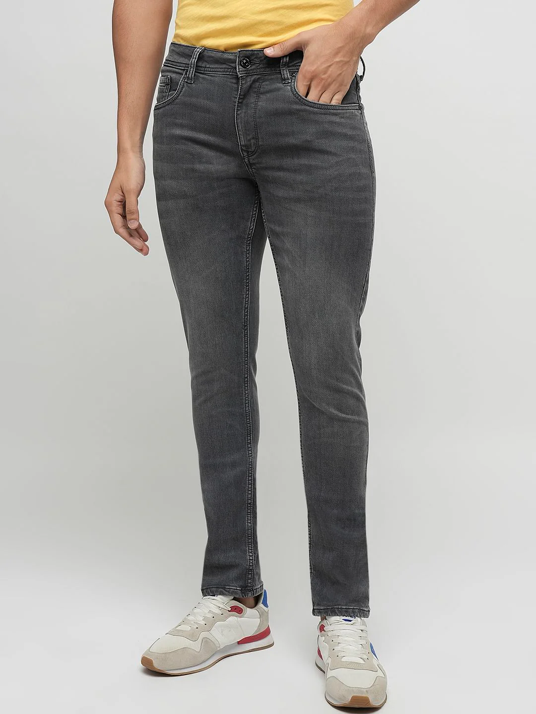 PRODUKT by JACK&JONES Light Grey Mid Rise Slim Jeans - Image 2