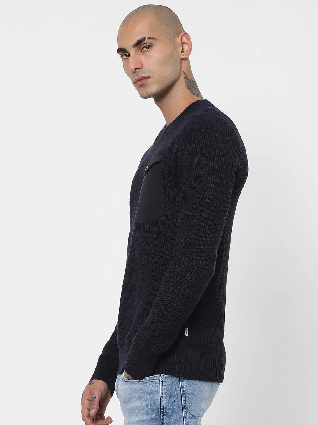 Dark Blue Patch Pocket Pullover - Image 3