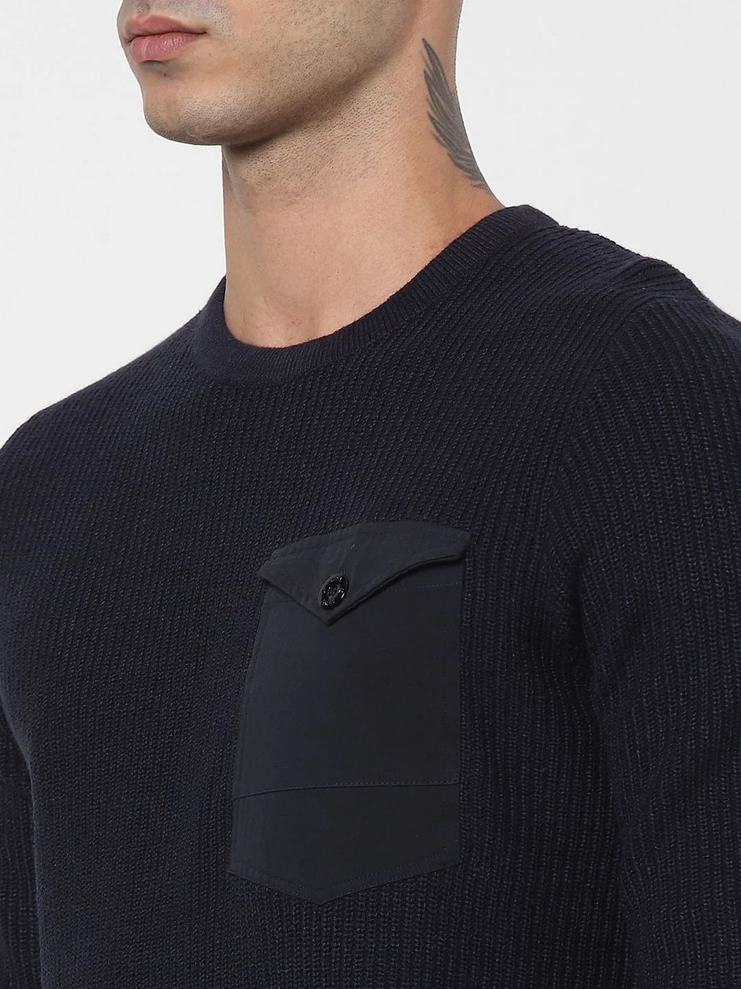 Dark Blue Patch Pocket Pullover - Image 5