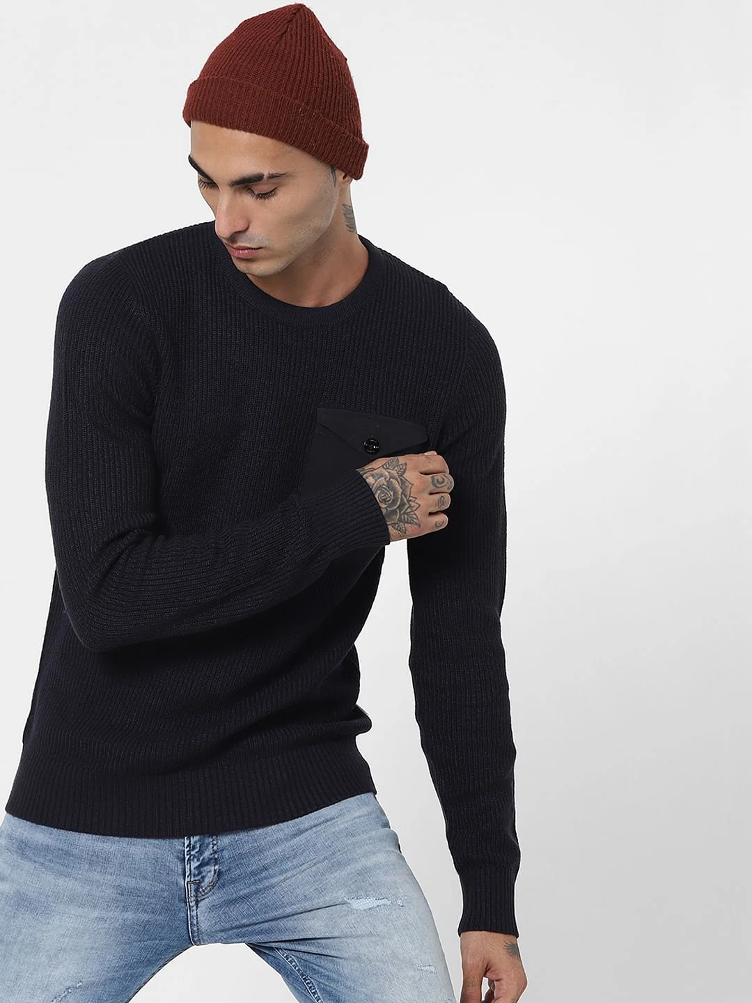 Dark Blue Patch Pocket Pullover - Image 6