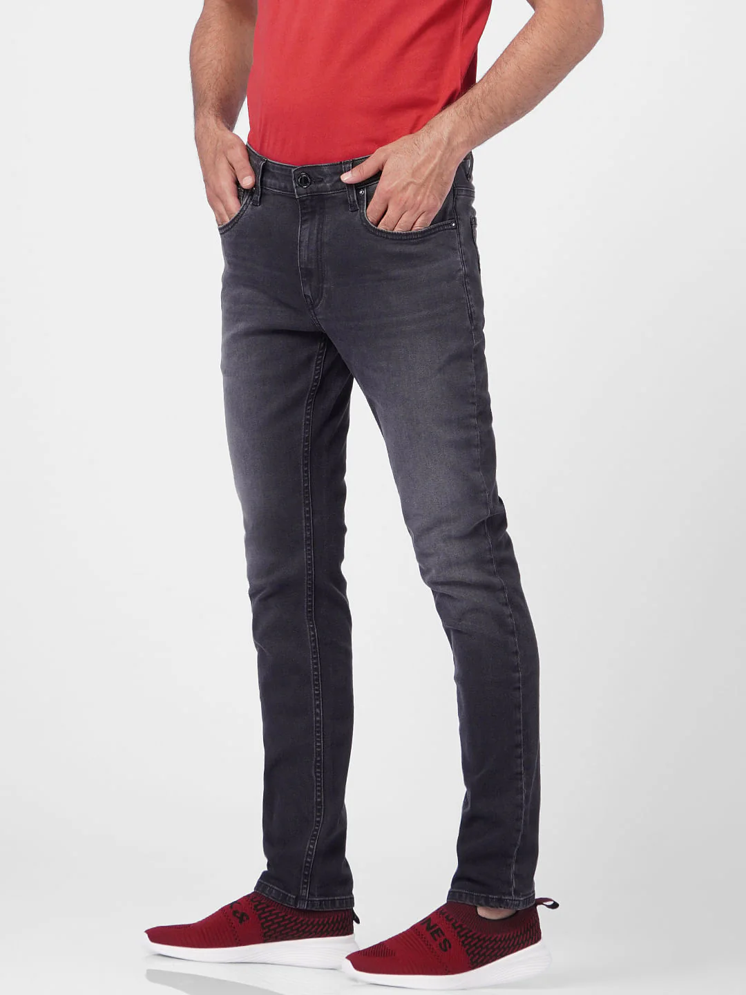 Black Low Rise Washed Ben Skinny Jeans - Image 3