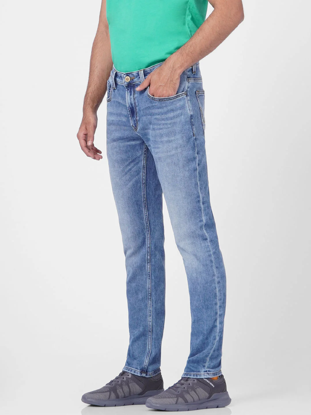 Blue Low Rise Washed Ben Skinny Jeans - Image 3