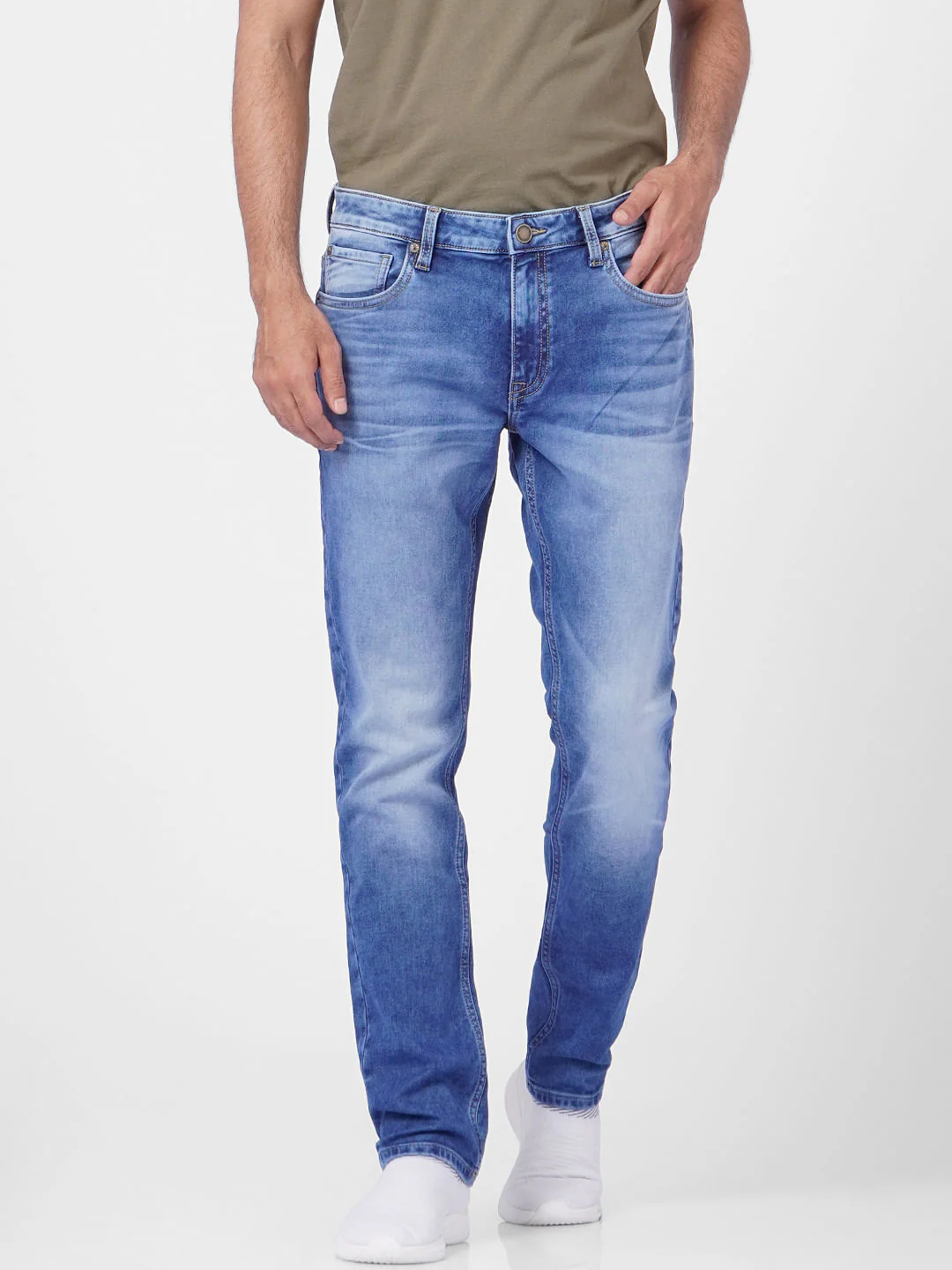 Blue Low Rise Washed Ben Skinny Jeans - Image 2