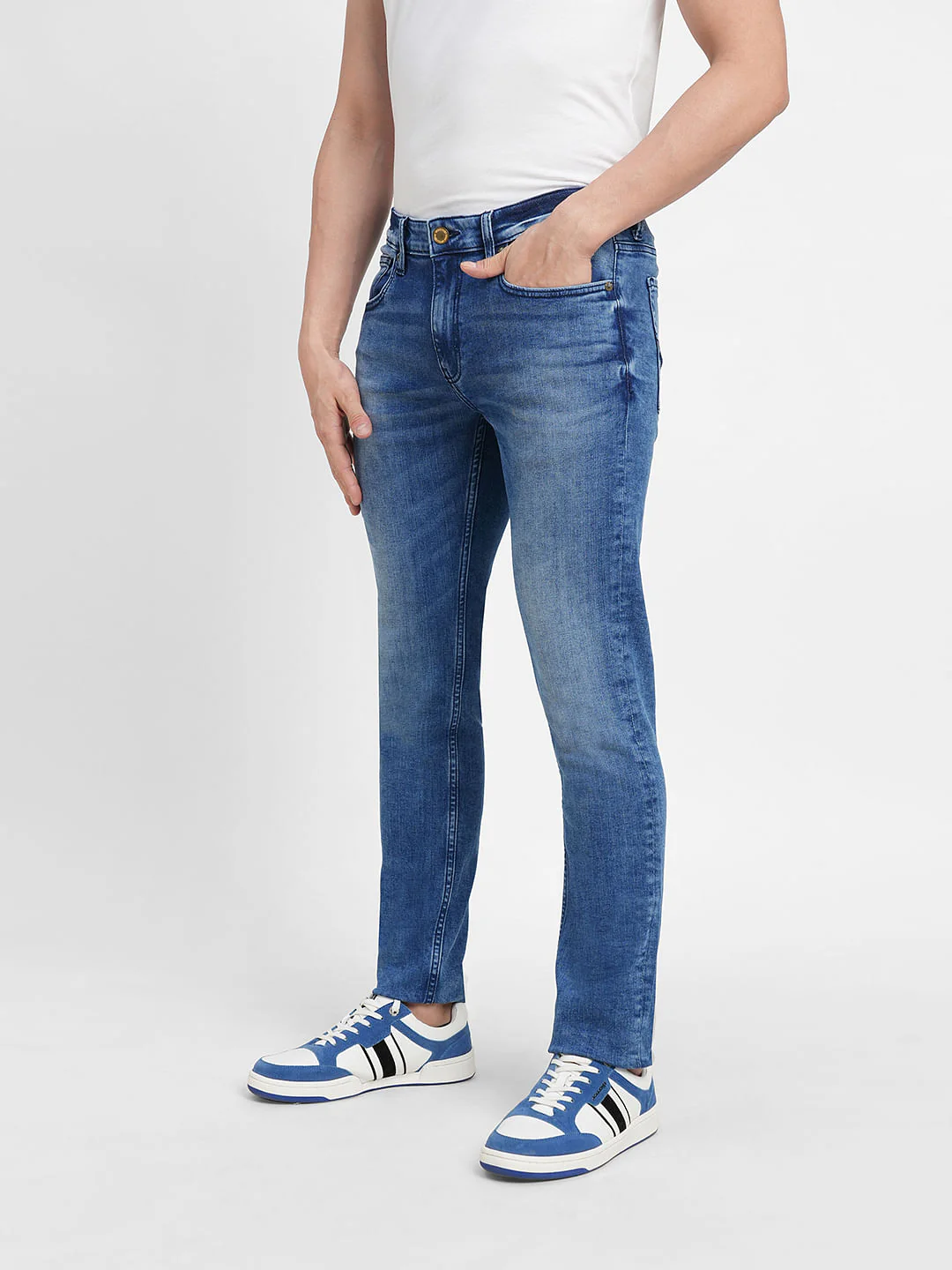 Blue Low Rise Washed Ben Skinny Jeans - Image 3