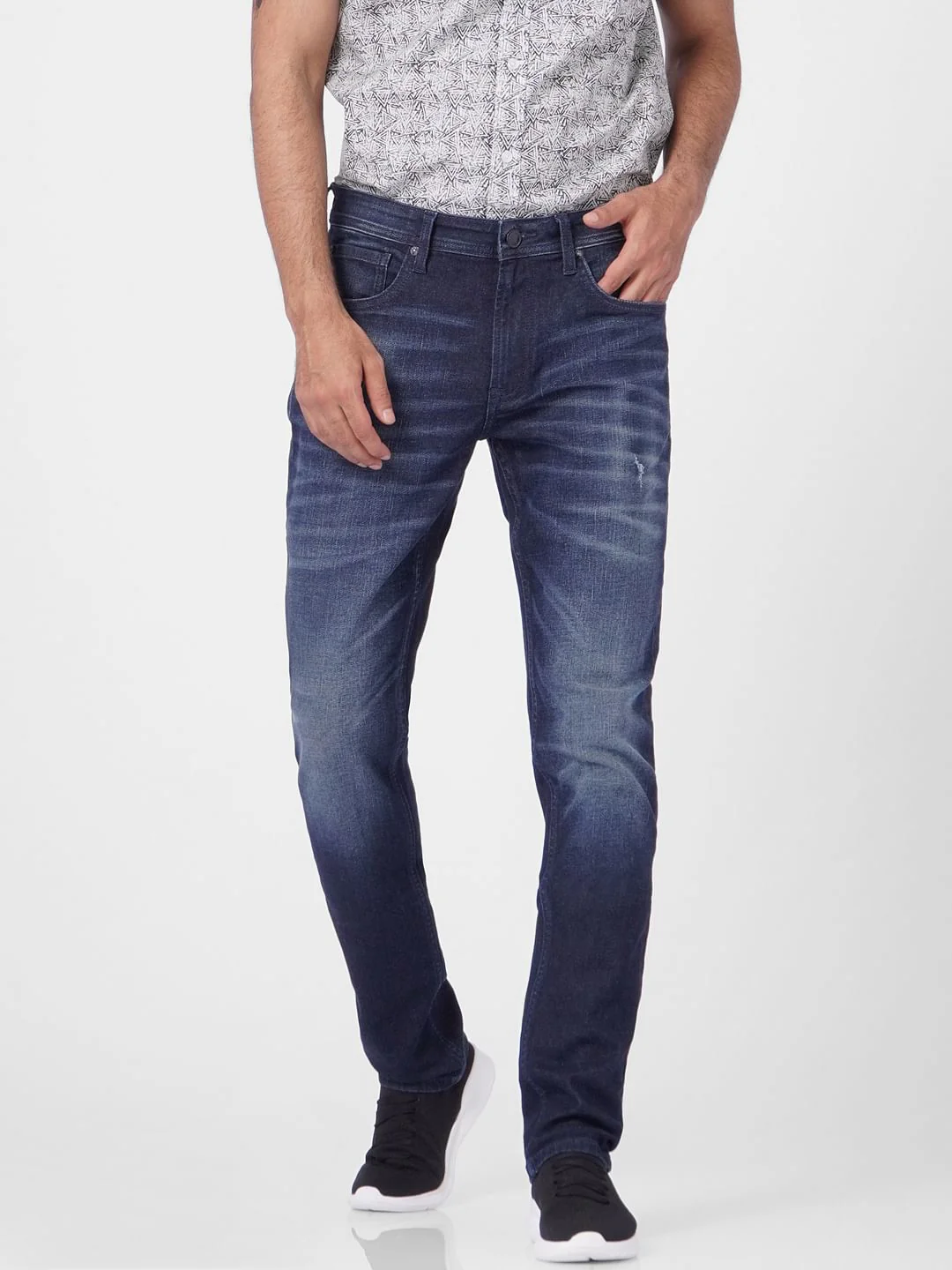 Dark Blue Low Rise Washed Glenn Slim Jeans - Image 2