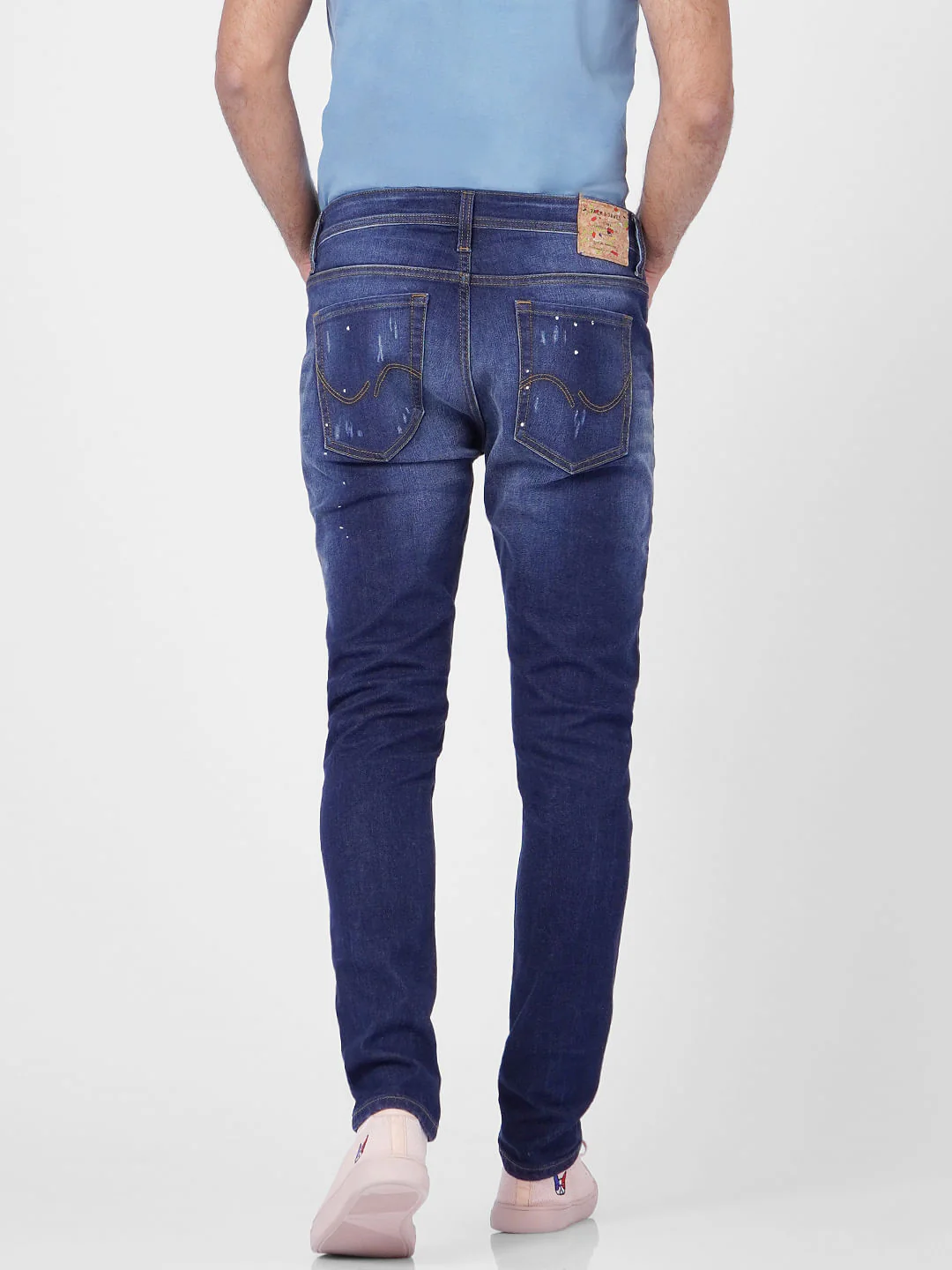 Blue Low Rise Distressed Skinny Jeans - Image 4