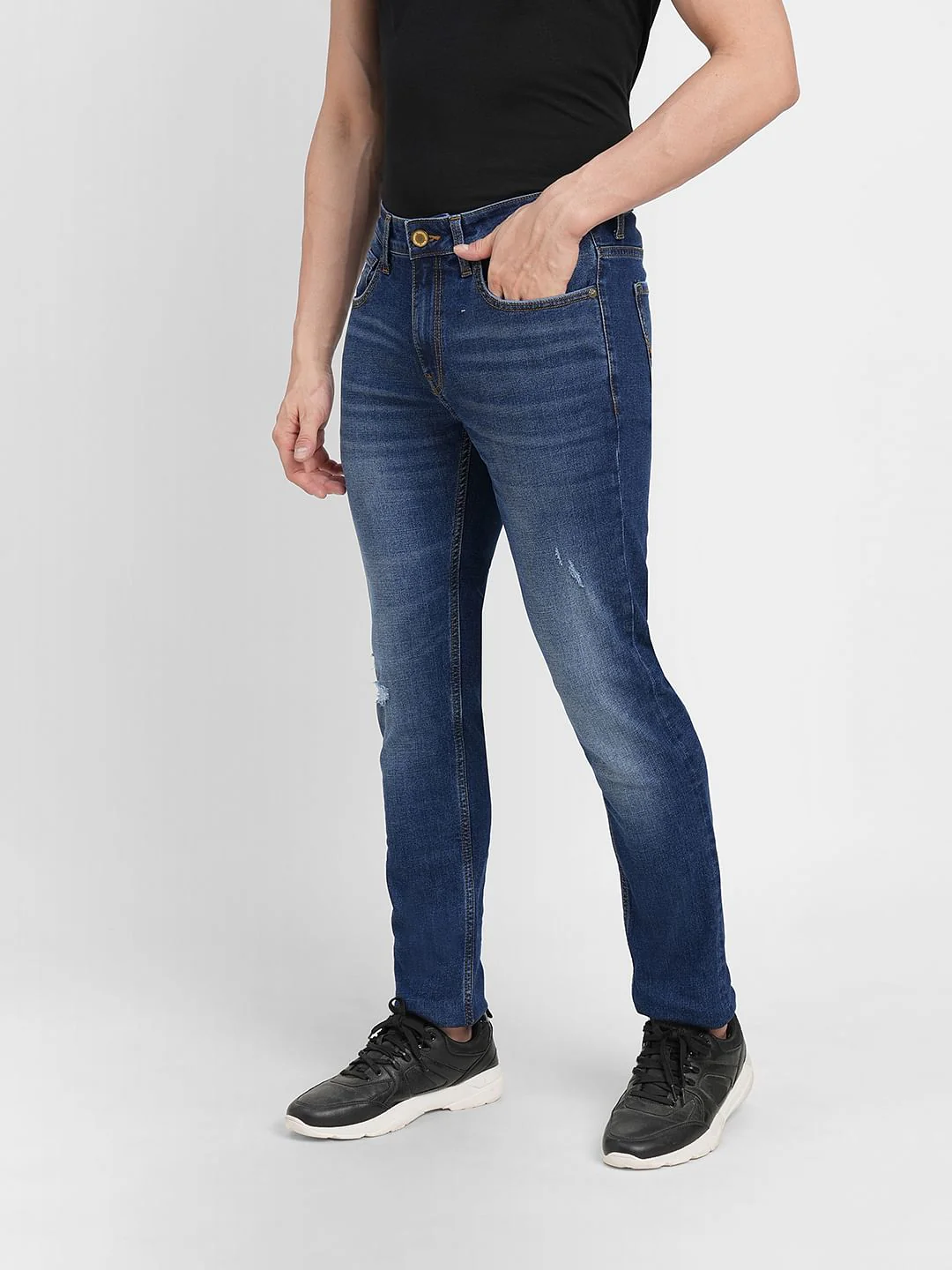 Blue Low Rise Washed Ben Skinny Jeans - Image 3