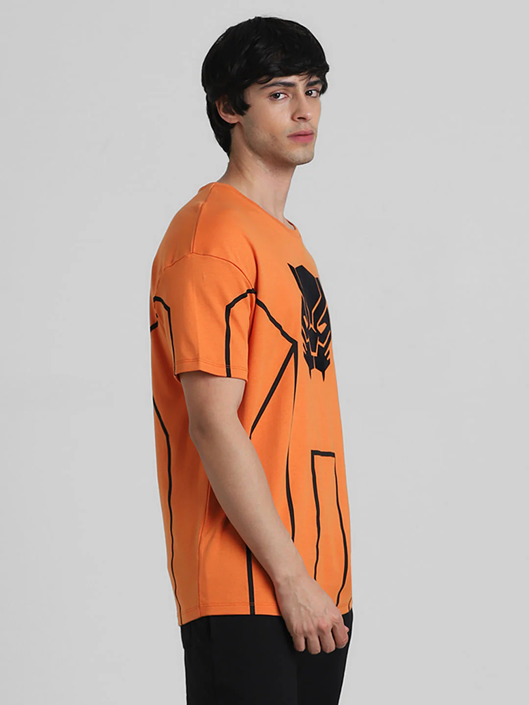 JACK&JONES X BLACK PANTHER ORANGE OVERSIZED CREW NECK T-SHIRT - Image 3