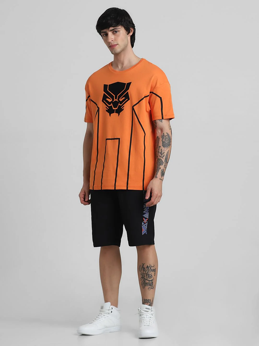 JACK&JONES X BLACK PANTHER ORANGE OVERSIZED CREW NECK T-SHIRT - Image 7
