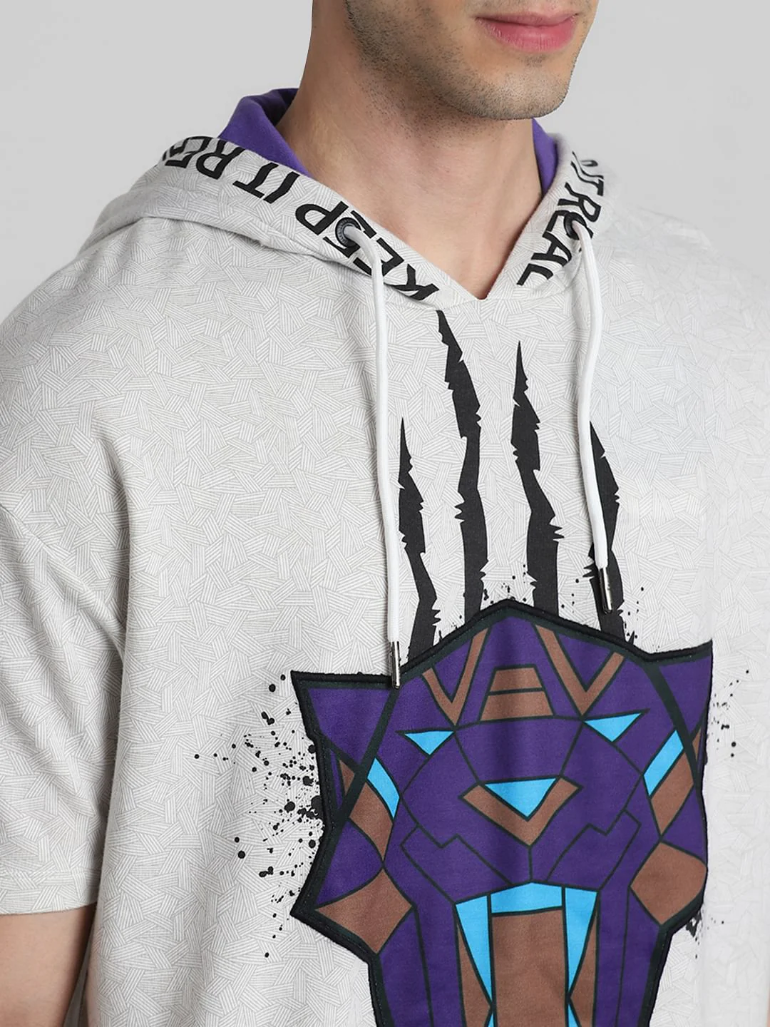 Jack&Jones X Black Panther White Printed OVERSIZED Sweatshirt - Image 5