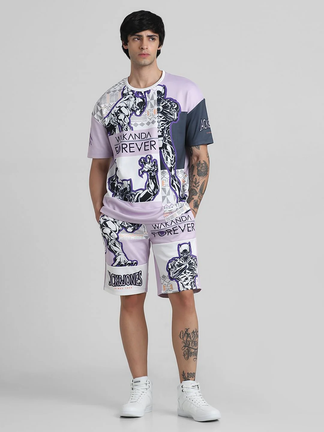 Jack&Jones X Black Panther Purple OVERSIZED Co-ord T-shirt - Image 7