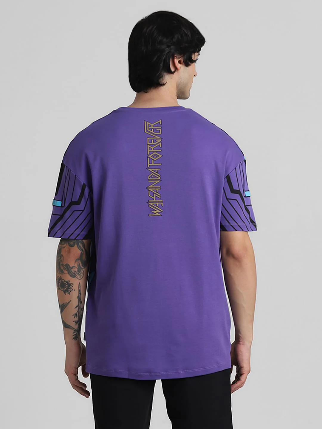 Jack&Jones X Black Panther Purple Printed OVERSIZED Co-ord T-shirt - Image 4