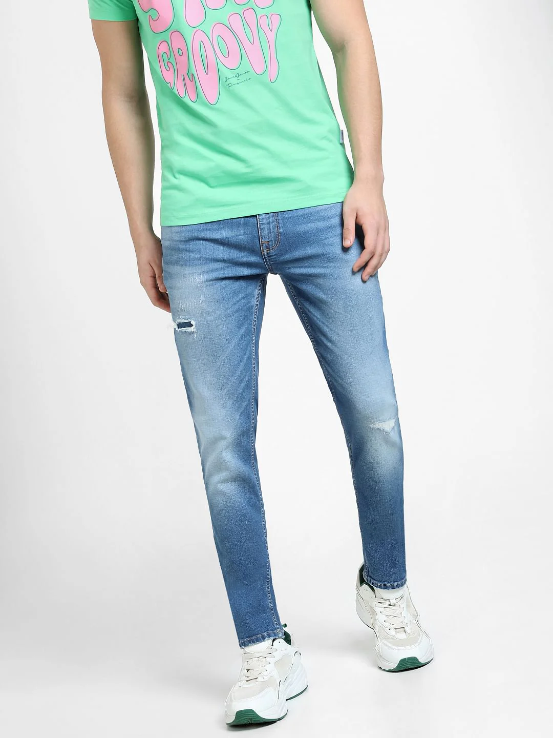 Blue Low Rise Distressed Glenn Slim Jeans - Image 2
