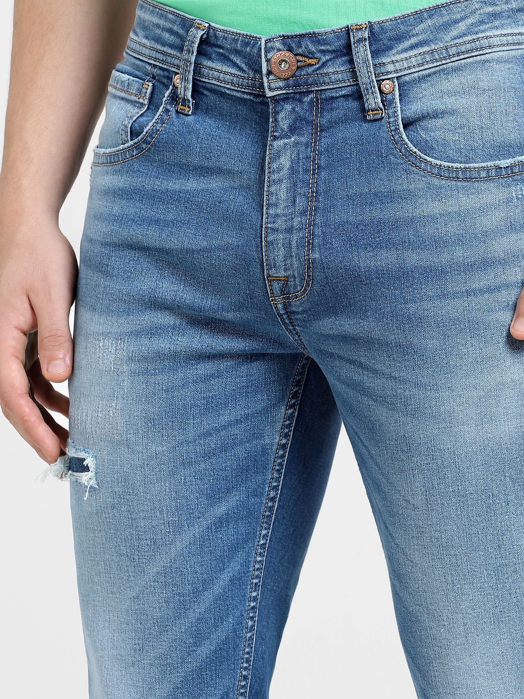 Blue Low Rise Distressed Glenn Slim Jeans - Image 5