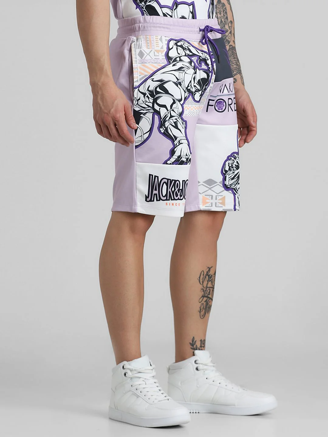 Jack&Jones X Black Panther Purple Mid Rise Co-ord Shorts - Image 2