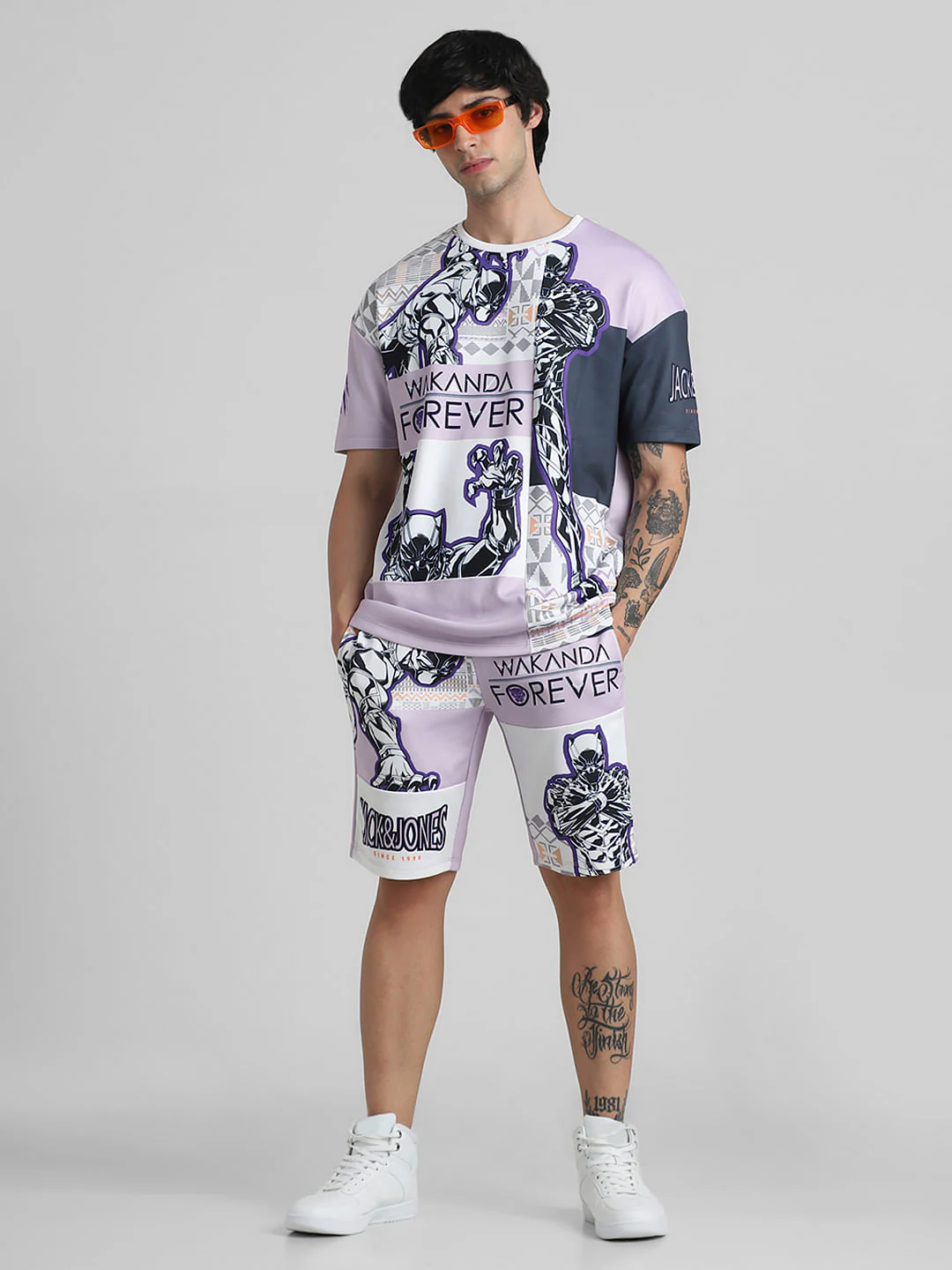 Jack&Jones X Black Panther Purple Mid Rise Co-ord Shorts - Image 5