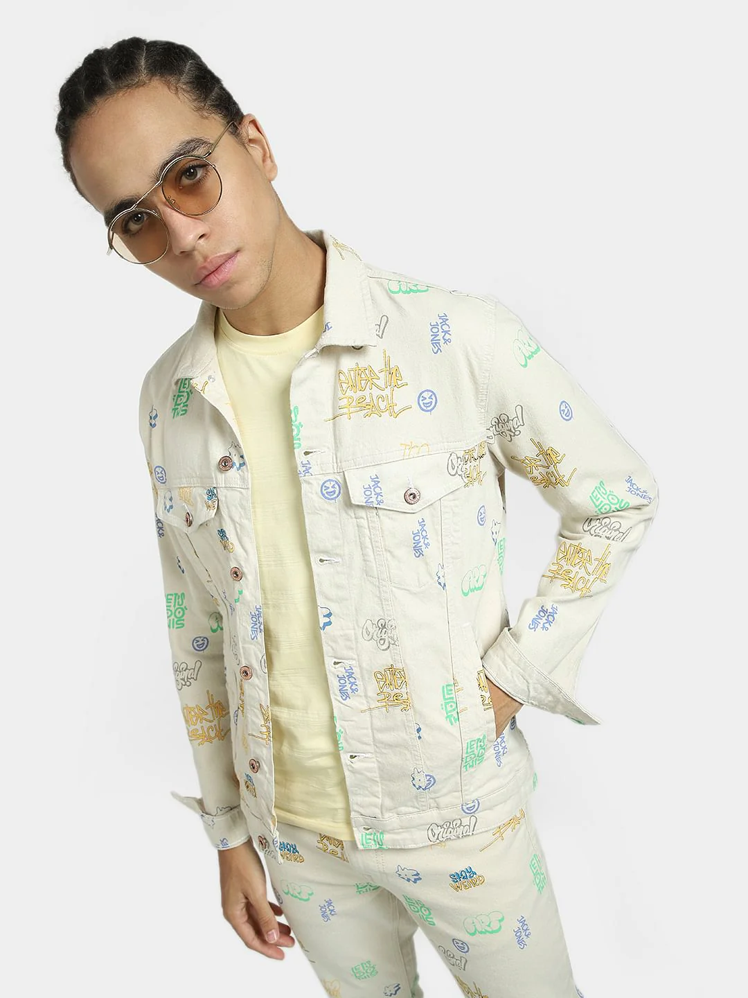 Beige Printed Co-ord Set Jacket
