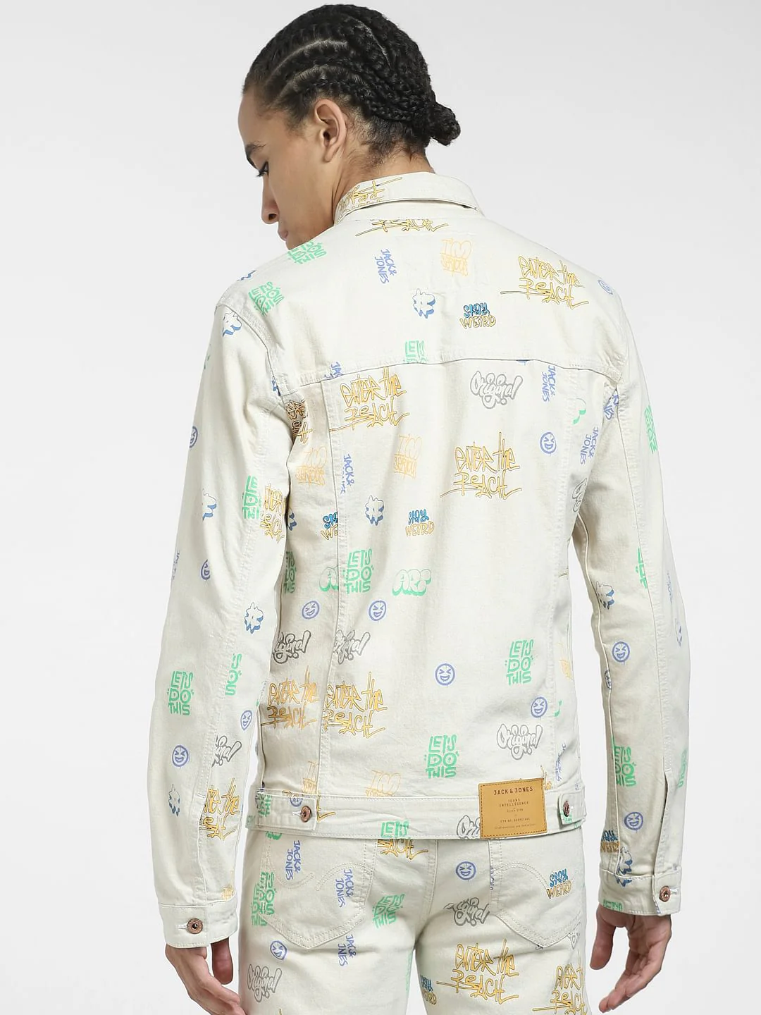 Beige Printed Co-ord Set Jacket - Image 4