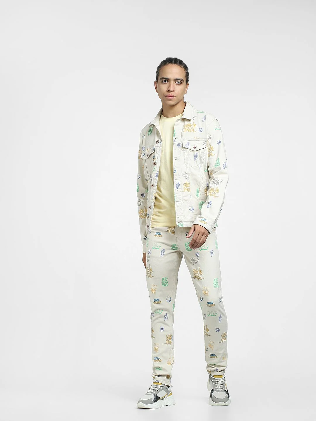 Beige Printed Co-ord Set Jacket - Image 6