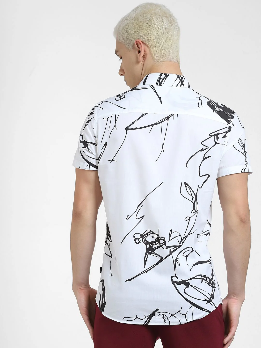 White Printed Short Sleeves Shirt - Image 4