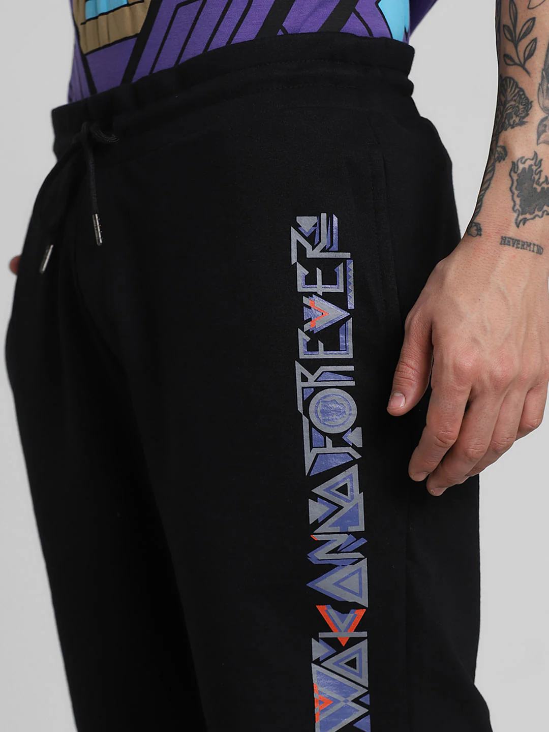 Jack&Jones X Black Panther Black Mid Rise Co-ord Shorts - Image 4