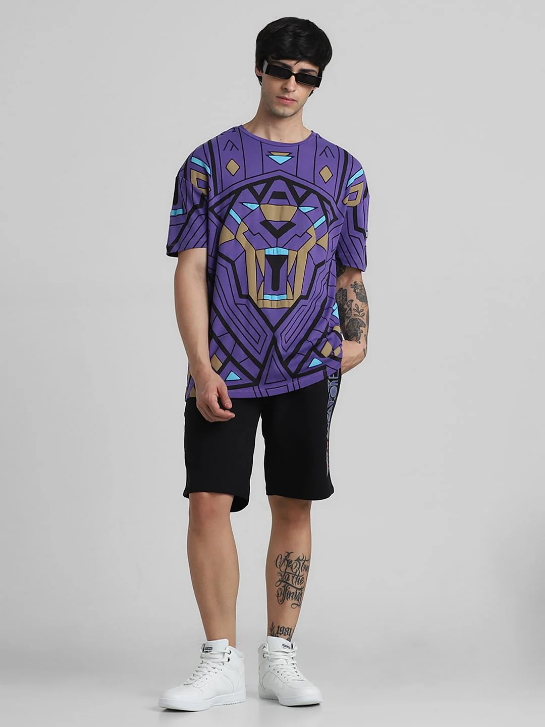 Jack&Jones X Black Panther Black Mid Rise Co-ord Shorts - Image 5