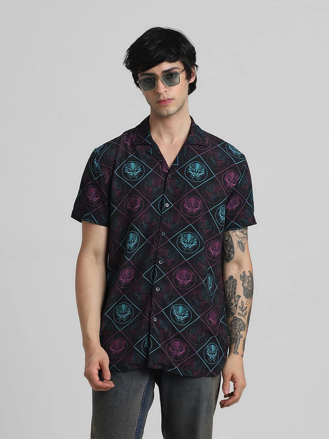 Jack&Jones X Black Panther Purple Printed Short Sleeves Shirt