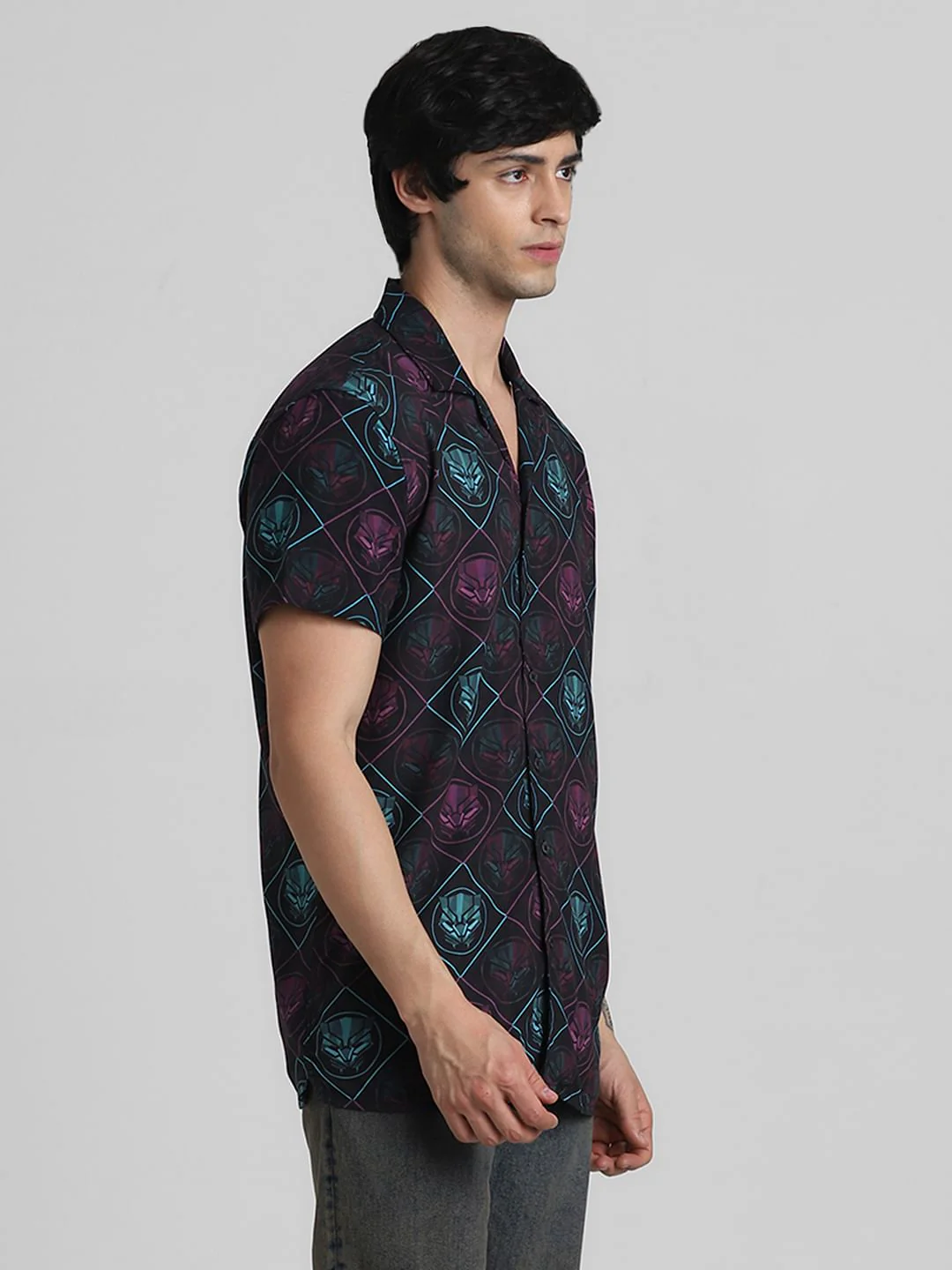 Jack&Jones X Black Panther Purple Printed Short Sleeves Shirt - Image 3