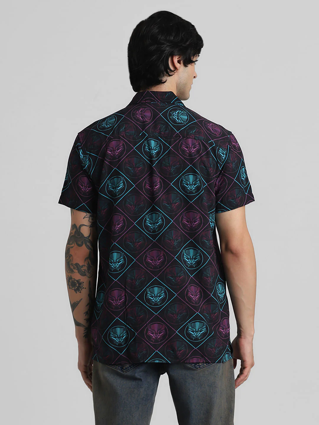 Jack&Jones X Black Panther Purple Printed Short Sleeves Shirt - Image 4