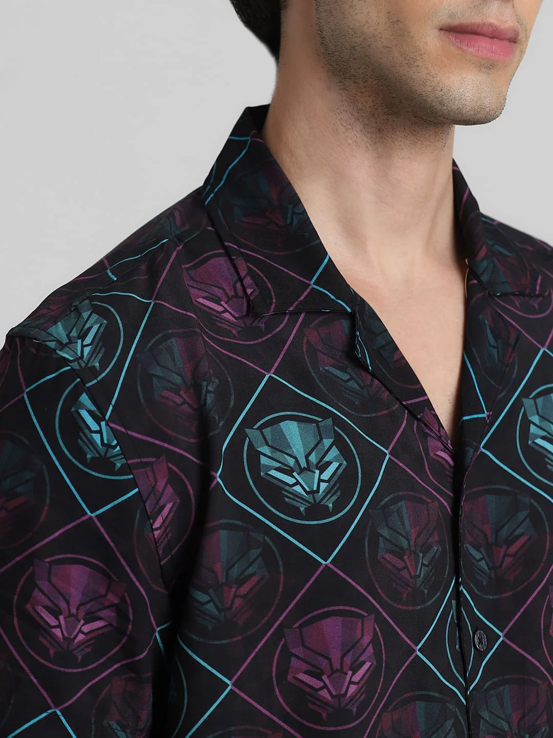 Jack&Jones X Black Panther Purple Printed Short Sleeves Shirt - Image 5