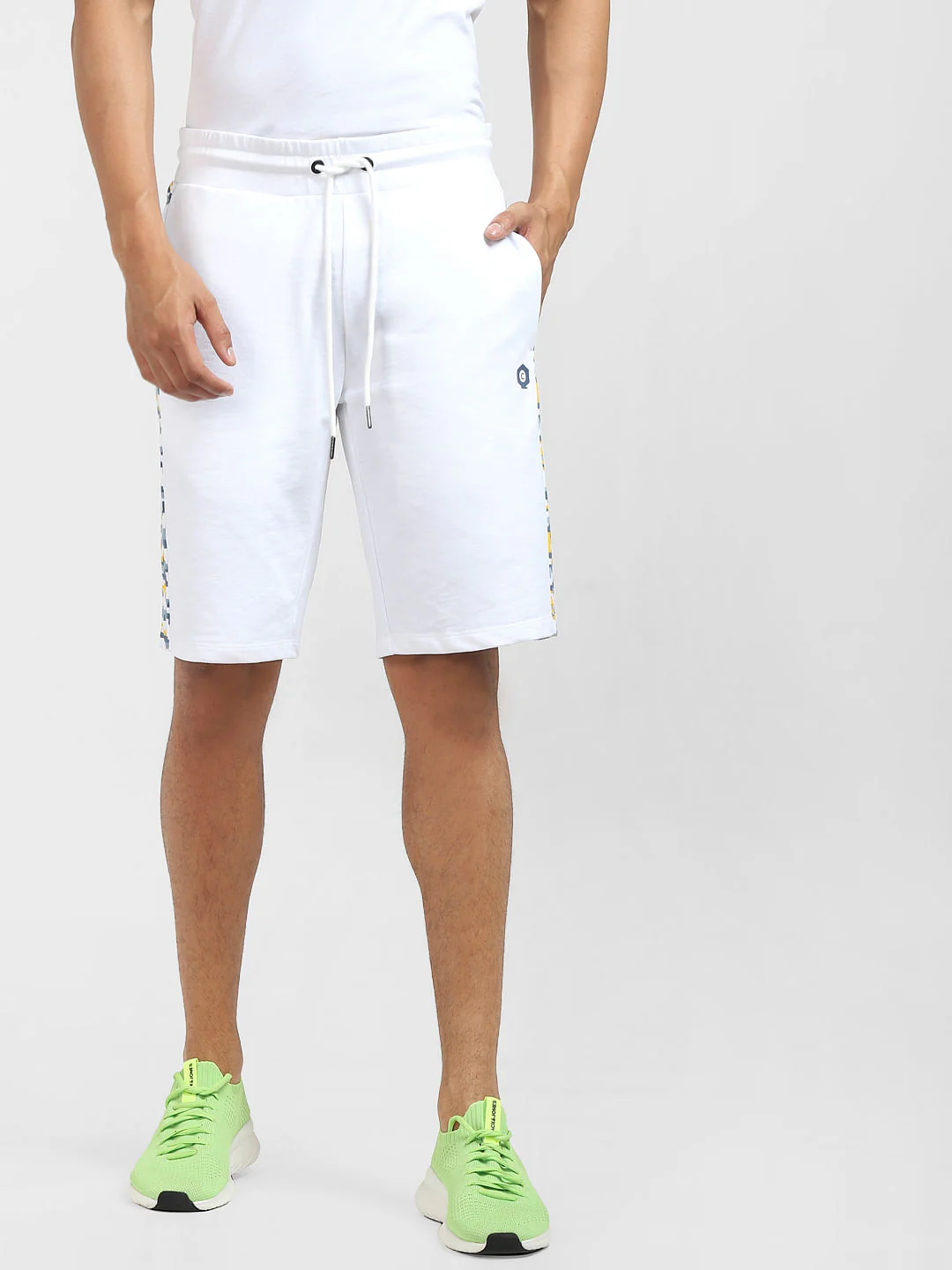 White Print Tape Detail Shorts - Image 2