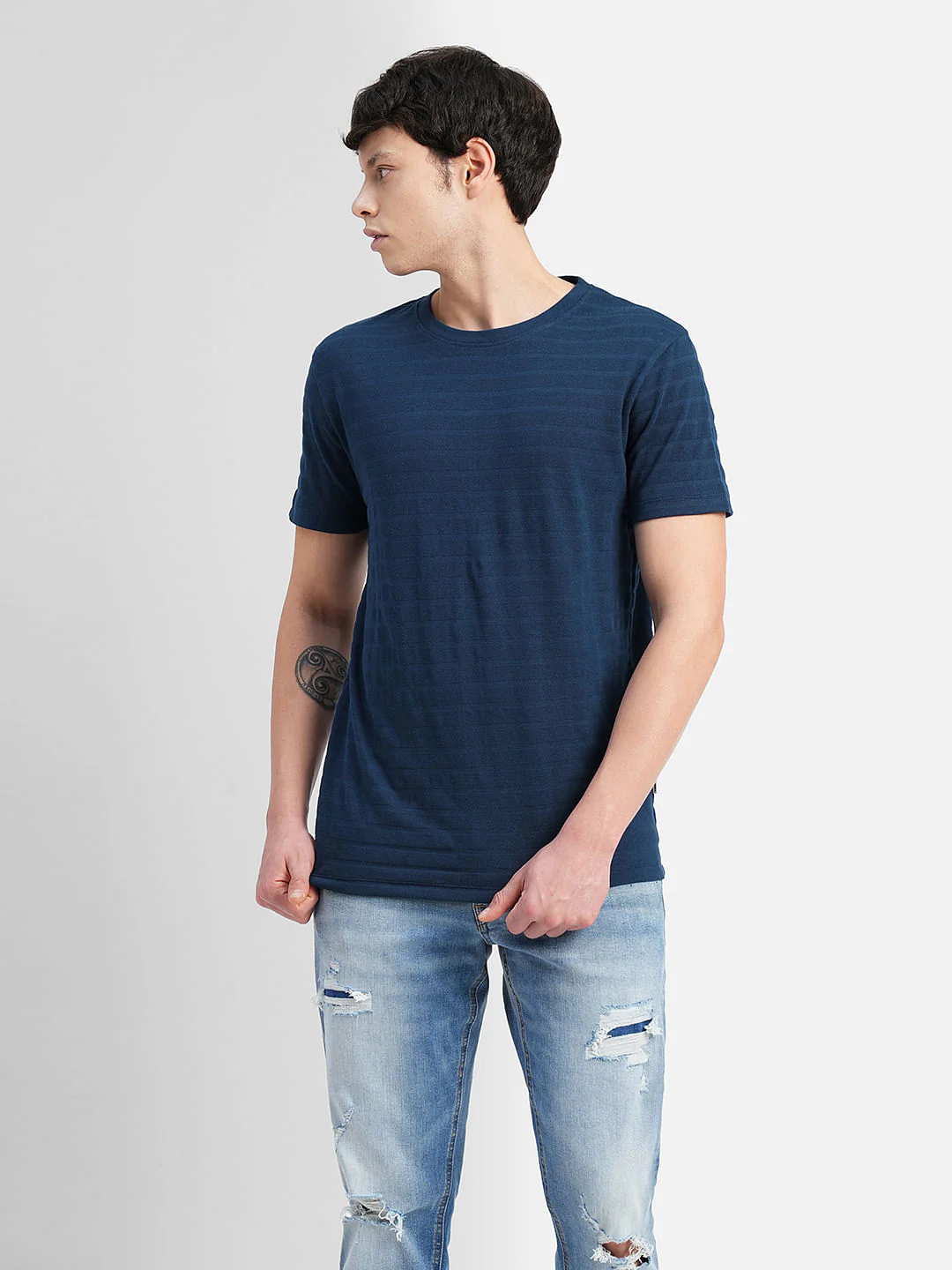 Blue Crew Neck T-shirt - Image 2