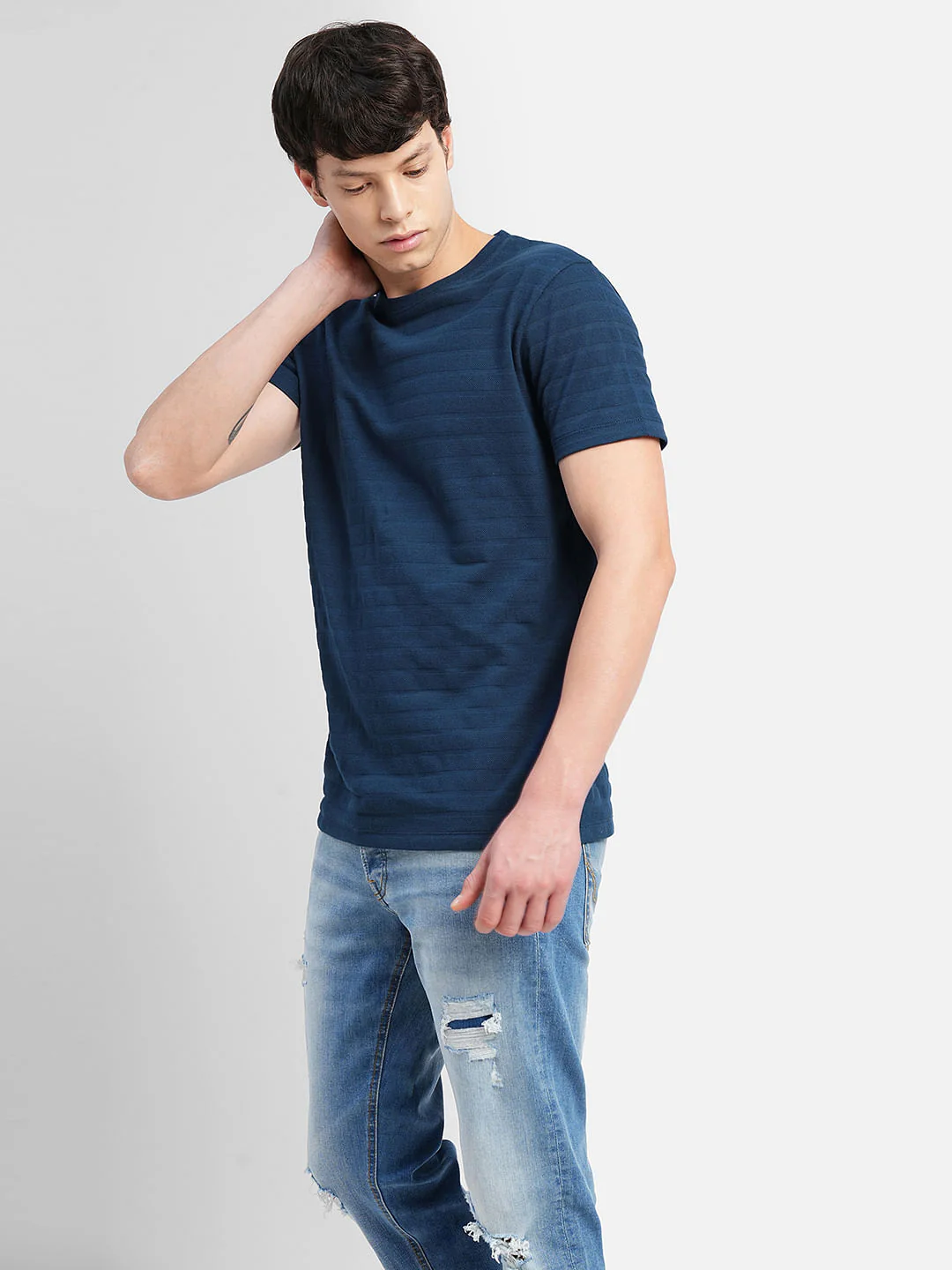 Blue Crew Neck T-shirt - Image 3