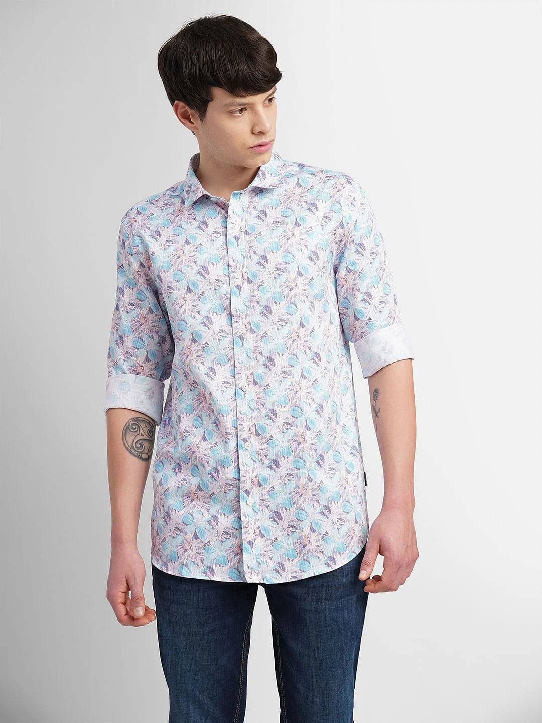 White All Over Print Full Sleeves Shirt - Image 2