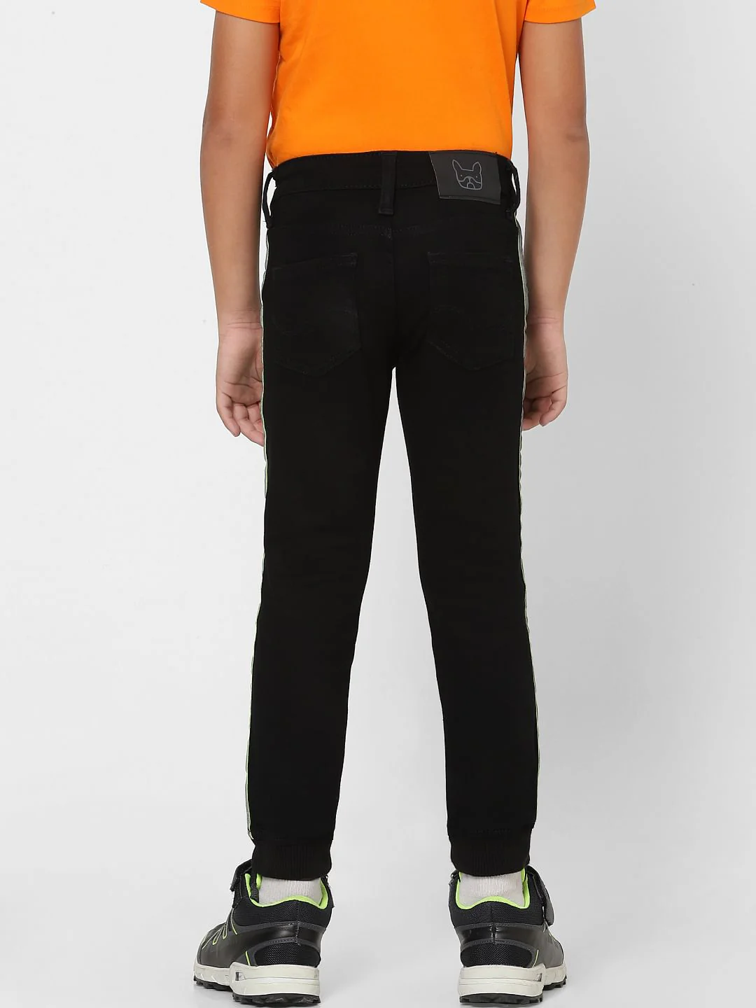 Boys Black Mid Rise Denim Joggers - Image 4