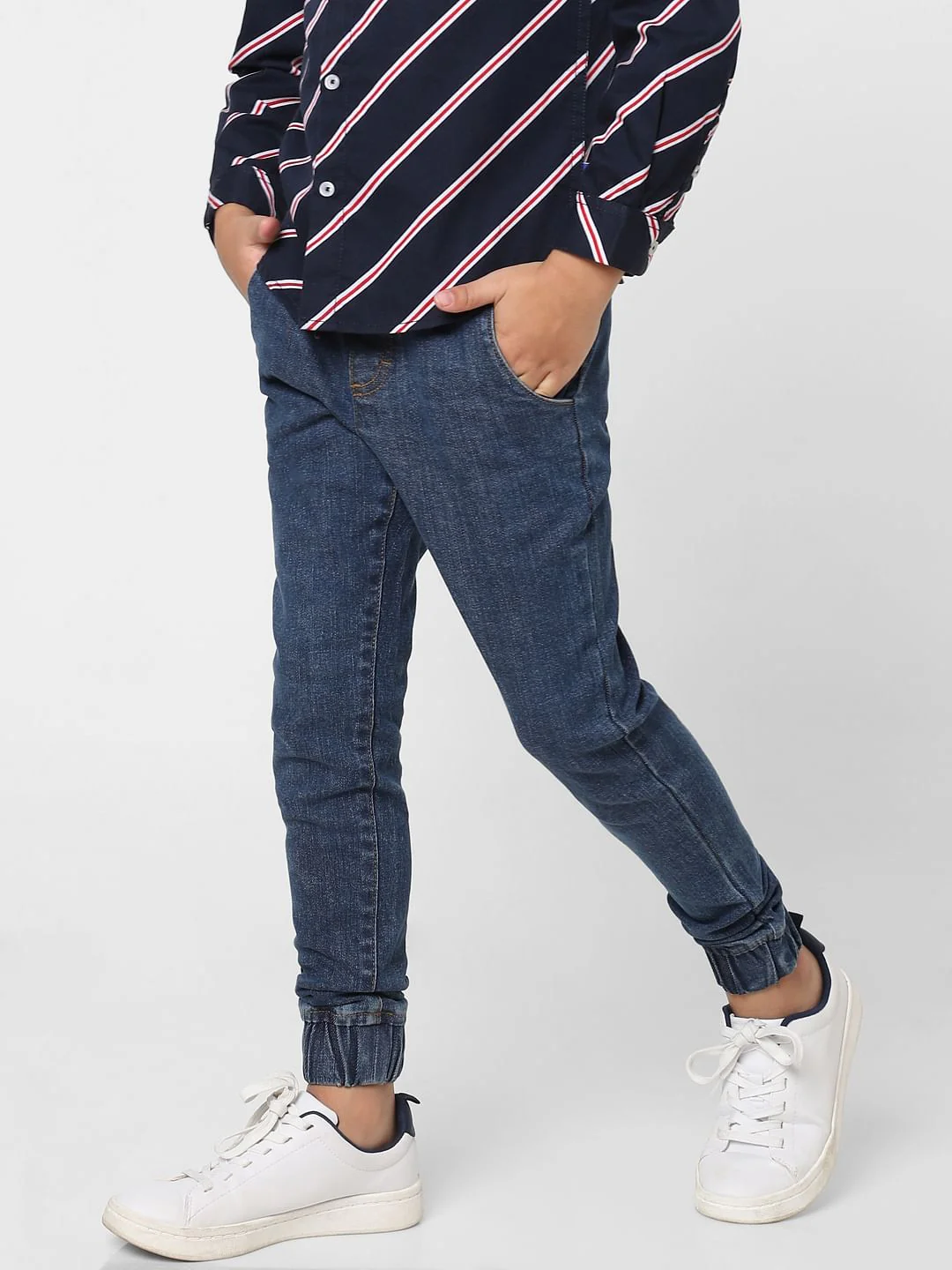 Boys Blue Mid Rise Denim Joggers - Image 2