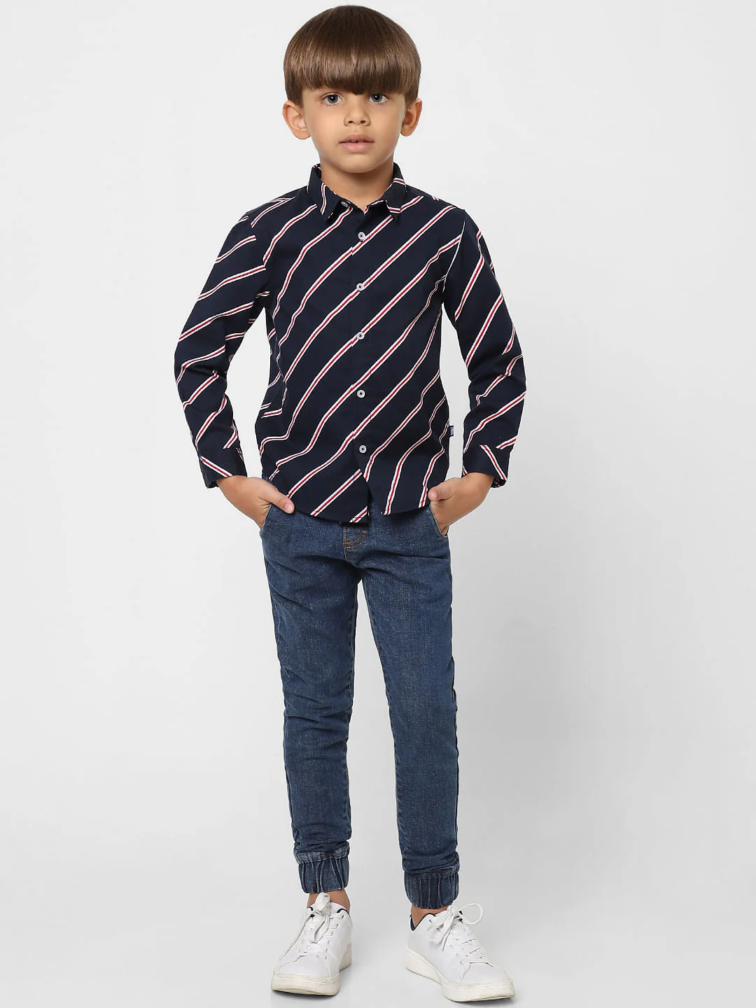 Boys Blue Mid Rise Denim Joggers - Image 5